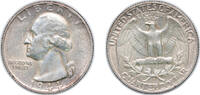 United States ¼ Dollar United States Federal republic 1944 S ¼ Dollar Washington Silver Quarter Silver (.900) (12560000) 6.25g AU KM 164 Schön 168 -