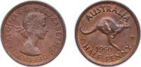 Australia ½ Penny Australia 1960 ½ Penny - Elizabeth II (1st Portrait; with F:D:) Bronze (17812000) 5.64g UNC KM 61 Schön 43 -