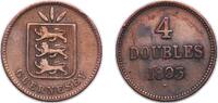 Guernsey 4 Doubles Guernsey British dependency 1893 H 4 Doubles Bronze (52000) 4.67g XF KM 5 -