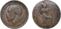 Great Britain ½ Penny Great Britain United Kingdom 1915 ½ Penny - George V (1st portrait) Bronze Royal Mint (Tower Hill) (21563000) 5.67g F KM 809 Sp -