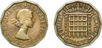 Great Britain 3 Pence Great Britain United Kingdom 1955 3 Pence - Elizabeth II (1st portrait; without 'BRITT:OMN') Nickel brass (79% Cu, 20% Zn, 1% Ni -