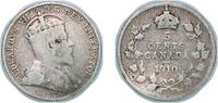 Canada 5 Cents Canada British Dominion 1910 5 Cents - Edward VII Silver (.925) (.925 silver .075 copper) Royal Canadian Mint of Ottawa 1.162g V -