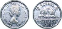 Canada 5 Cents Canada British Dominion 1953 5 Cents - Elizabeth II (1st portrait, steel) Chromium plated steel Royal Canadian Mint 4.54g AU KM -