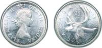 Canada 25 Cents Canada British Dominion 1962 25 Cents - Elizabeth II (1st portrait) Silver (.800) (.800 silver .200 copper) Royal Canadian Mint -