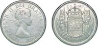 Canada 50 Cents Canada British Dominion 1958 50 Cents - Elizabeth II (1st portrait, simplified coat of arms) Silver (.800) (.800 silver .200 cop -