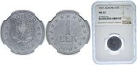 Albania 1 Lek Albania Socialist Republic 1957 1 Lek Zinc Belgrade, Serbia 3.2g NGC MS 62 KM 36 -