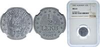 Albania ½ Lek Albania 1957 ½ Leku Zinc Belgrade, Serbia 2.1g NGC MS 61 KM 35 -
