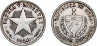 Cuba 40 Centavos Cuba First Republic 1920 40 Centavos Silver (.900) (silver 90%, copper 10%) Philadelphia Mint (540000) 9.92g XF KM 14 Y 8 -