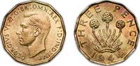 Great Britain 3 Pence Great Britain Kingdom 1944 3 Pence - George VI (with 'IND:IMP') Nickel brass (79% Cu, 20% Zn, 1% Ni) Royal Mint (Tower Hill) (69 -