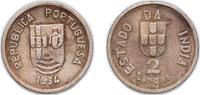 India 2 Tangas India India - Portuguese Republic 1934 2 Tangas - Republic (Lisboa mint) Copper-nickel Lisboa Mint (150000) 3g VF KM 20 Gomes R -