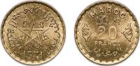 Morocco 20 Francs Morocco AH1371 - 1952 20 Francs - Mohammed V Aluminium bronze 4.02g BU Y 50 Lec 277 Schön 42 -