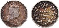 Canada 5 Cents Canada British Dominion 1904 5 Cents - Edward VII Silver (.925) (.925 silver .075 copper) (2400000) 1.11g VF KM 13 Schön 10 -