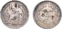French Indochina 1 Piastre French Indochina French colony 1886 A 1 Piastre Silver (.900) Paris Mint (3216000) 27.07g VF Chopmarked KM 5 Lec 266-275 -