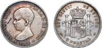 Spain 5 Pesetas Spain Kingdom 1888 *18-88 MPM 5 Pesetas - Alfonso XIII (1st portrait) Silver (.900) Madrid Mint (10643900) 25g VF KM 689 -