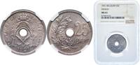 Belgium 25 Centimes Belgium 1921 25 Centimes - Albert I (French text) Copper-nickel (75% Copper, 25% Nickel) (7464000) 6.5g NGC MS 63 KM 68.1 LA BFM -