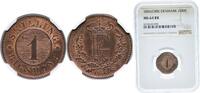 Denmark 1 Skilling rigsmont Denmark 1856 ♁ 1 Skilling Rigsmønt - Frederik VII Bronze 3.8g NGC MS 64 KM 763 -