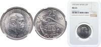 Spain 25 Pesetas Spain Nationalist Government 1957 *69 25 Pesetas - Francisco Franco Copper-nickel (75% copper, 25% nickel) (24000000) 8.5g NGC M -
