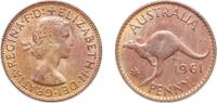 Australia 1 Penny Australia 1961 1 Penny - Elizabeth II (1st Portrait; with F:D:) Bronze (30607000) 9.42g UNC KM 56 Schön 44 -
