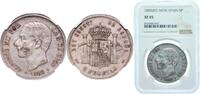 Spain 5 Pesetas Spain Kingdom 1885 *18-87 MPM 5 Pesetas - Alfonso XII (3rd portrait) Silver (.900) Madrid Mint 25g NGC XF 45 KM 688 Cal 34 -