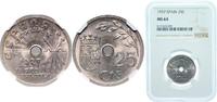 Spain 25 Centimos Spain Second Republic 1937 25 Centimos Copper-nickel (75% copper, 25% nickel) (42000000) 7g NGC MS 64 KM 753 Cal 123 Schön 22 -