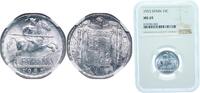 Spain 10 Centimos Spain Nationalist Government 1953 10 Centimos (Iberian rider) Aluminium (97.5% aluminium, 2.5% copper) (865850000) 1.9g NGC MS 6 -