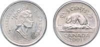 Canada 5 Cents Canada 2001 5 Cents - Elizabeth II (3rd portrait; Silver Proof Issue) Silver (.925) (74194) 4.65g BU Ch RC-203a KM 182a -
