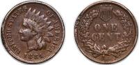 United States 1 Cent United States Federal republic 1884 1 Cent Indian Head Cent Bronze (.950 copper, .050 tin and zinc) (23257800) 3.1g VF Damage -
