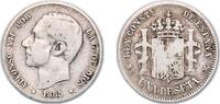 Spain 1 Peseta Spain Kingdom 1885*??-85 MSM 1 Peseta - Alfonso XII (2nd portrait) Silver (.835) 4.9g VF KM 686 Cal 56 -