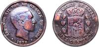 Spain 10 Centimos Spain Kingdom 1878 OM 10 Centimos - Alfonso XII Bronze (95% copper, 4% tin, 1% zinc) Barcelona Mint (68740000) 9.36g VF KM 675 C -