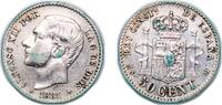 Spain 50 Centimos Spain Kingdom 1881 ????8-1 MS-M 50 Centimos - Alfonso XII Silver (.835) Madrid Mint (5647000) 2.52g XF KM 685 Cal 63 -