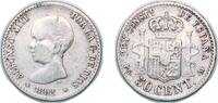 Spain 50 Centimos Spain Kingdom 1892 ????9-2 PGM 50 Centimos - Alfonso XIII (1st portrait) Silver (.835) Madrid Mint (3953540) 2.46g VF KM 690 -