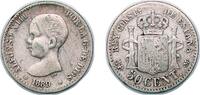 Spain 50 Centimos Spain Kingdom 1889 ????8-9 MPM 50 Centimos - Alfonso XIII (1st portrait) Silver (.835) Madrid Mint (537260) 2.42g VF KM 690 -