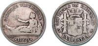 Spain 1 Peseta Spain Provisional Government 1869 SN-M 1 Peseta - Provisional Government Silver (.835) Madrid Mint (7000000) 4.75g VF KM 652 Cal -
