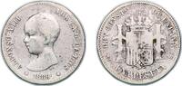 Spain 1 Peseta Spain Kingdom 1889 MPM 1 Peseta - Alfonso XIII (1st portrait) Silver (.835) Madrid Mint (760000) 4.8g VF KM 691 -