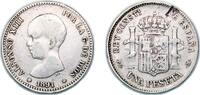 Spain 1 Peseta Spain Kingdom 1891 ??????-91 PGM 1 Peseta - Alfonso XIII (1st portrait) Silver (.835) Madrid Mint (4948225) 4.87g VF KM 691 -