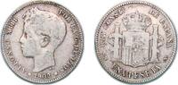 Spain 1 Peseta Spain Kingdom 1902 SMV 1 Peseta - Alfonso XIII (3rd portrait) Silver (.835) Madrid Mint (2599000) 4.86g VF KM 706 -