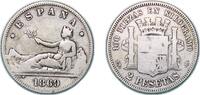 Spain 2 Pesetas Spain Provisional Government 1869 *??-69 SNM 2 Pesetas - Provisional Government Silver (.835) Madrid Mint 9.77g VF KM 654 -