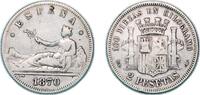 Spain 2 Pesetas Spain Provisional Government 1870 *18-73 DEM 2 Pesetas - Provisional Government Silver (.835) Madrid Mint (11879646) 9.66g VF KM -