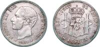 Spain 2 Pesetas Spain Kingdom 1881 *??-81 MSM 2 Pesetas - Alfonso XII Silver (.835) Madrid Mint 9.97g XF KM 678 Cal 46 -