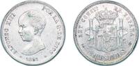 Spain 2 Pesetas Spain Kingdom 1891 *18-91 PGM 2 Pesetas - Alfonso XIII (1st portrait) Silver (.835) Madrid Mint (93000) 9.96g XF KM 692 Cal 29 -