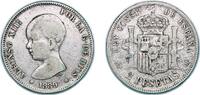 Spain 2 Pesetas Spain Kingdom 1889 *??-89 MPM 2 Pesetas - Alfonso XIII (1st portrait) Silver (.835) Madrid Mint (559000) 9.73g VF KM 692 Cal 29 -