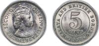 British Malaysia 5 Cents British Malaysia Malaya and British Borneo British colony 1957 KN 5 Cents - Elizabeth II Copper-nickel 1.43g UNC KM 1 Schön 43 -