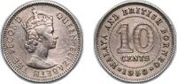 British Malaysia 10 Cents British Malaysia Malaya and British Borneo British colony 1958 10 Cents - Elizabeth II Copper-nickel (10000000) 2.81g XF KM 2 Sc -