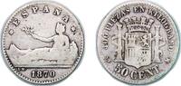 Spain 50 Centimos Spain Provisional Government 1870 SNM 50 Centimos - Provisional Government Silver (.835) (538808) 2.4g VF KM 651 -