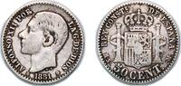 Spain 50 Centimos Spain Kingdom 1881 *8-1 ????MS-M 50 Centimos - Alfonso XII Silver (.835) (5647000) 2.5g XF KM 685 Cal 63 -