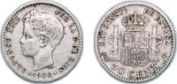 Spain 50 Centimos Spain Kingdom 1900 *0-0 SMV 50 Centimos - Alfonso XIII (3rd portrait) Silver (.835) (2128369) 2.27g XF KM 705 -