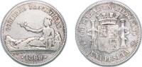 Spain 1 Peseta Spain Provisional Government 1869 SN-M 1 Peseta - Provisional Government (ESPAÑA) Silver (.835) Madrid Mint (367000) 4.84g XF K -