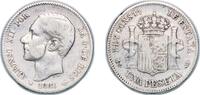 Spain 1 Peseta Spain Kingdom 1881 *?-81 MSM 1 Peseta - Alfonso XII (2nd portrait) Silver (.835) (798809) 4.87g VF KM 686 Cal 56 -