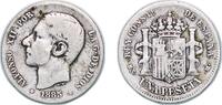 Spain 1 Peseta Spain Kingdom 1885 *??-86 MSM 1 Peseta - Alfonso XII (2nd portrait) Silver (.835) (1528418) 4.93g VF KM 686 Cal 56 -