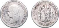 Spain 1 Peseta Spain Kingdom 1889 MPM 1 Peseta - Alfonso XIII (1st portrait) Silver (.835) Madrid Mint (760000) 4.7g VF KM 691 Cal 36 -